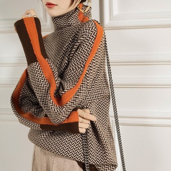 Pull col roulé en chevrons Luxe par Eleanor